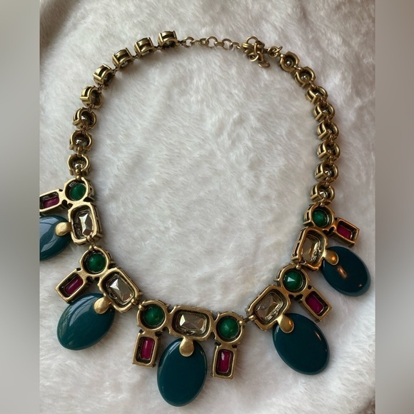 J. Crew Collectible Green Pink Blue Statement Necklace - Picture 8 of 8